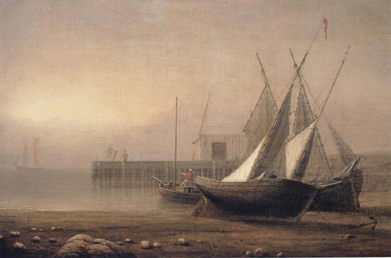 Fitz Hugh Lane Fishing Boats at lowTide Norge oil painting art